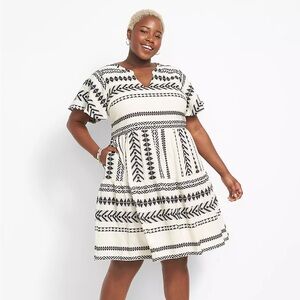 Lane Bryant Geo-Print Flutter-Sleeve Tiered Swing Dress- Size 20